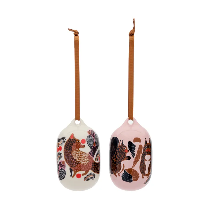Kurre Ketunmarja adorno colgante - Rosa-blanco-multicolor, 2 piezas - Marimekko