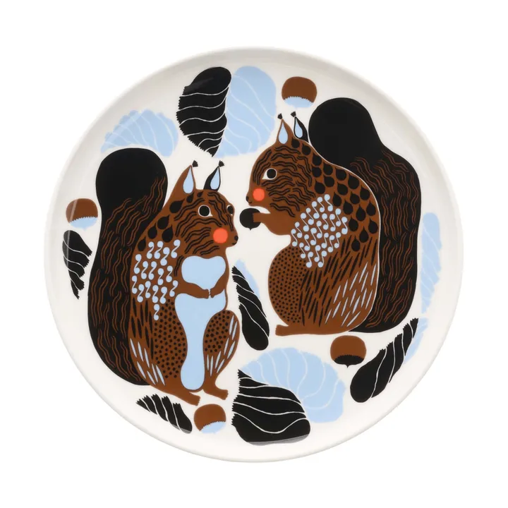 Kurre plato - Blanco-marrón-negro-azul claro - Marimekko
