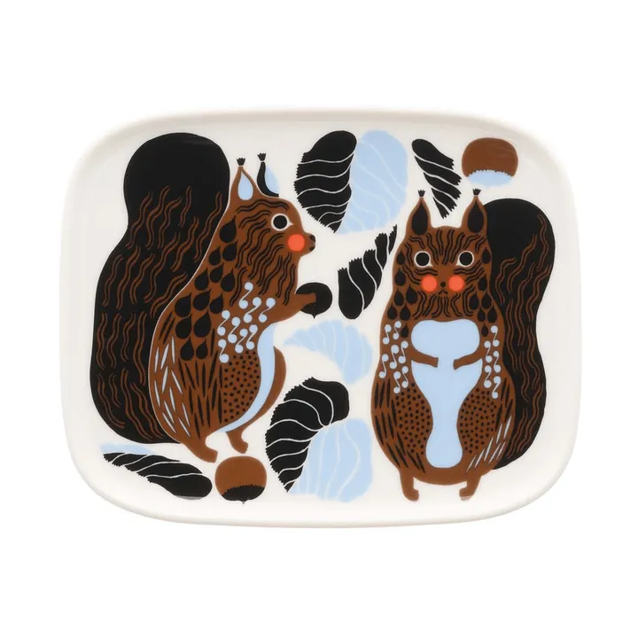 Kurre plato - Blanco-marrón-negro-azul claro - Marimekko