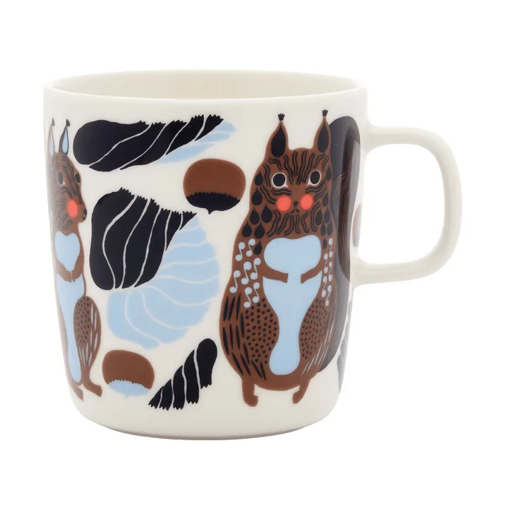 Kurre taza 40 cl - Blanco-marrón-negro-azul claro - Marimekko