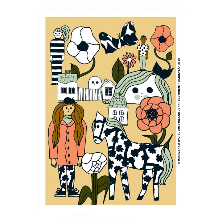 Lámina Marikylä 50x70 cm - Beige-verde-naranja - Marimekko