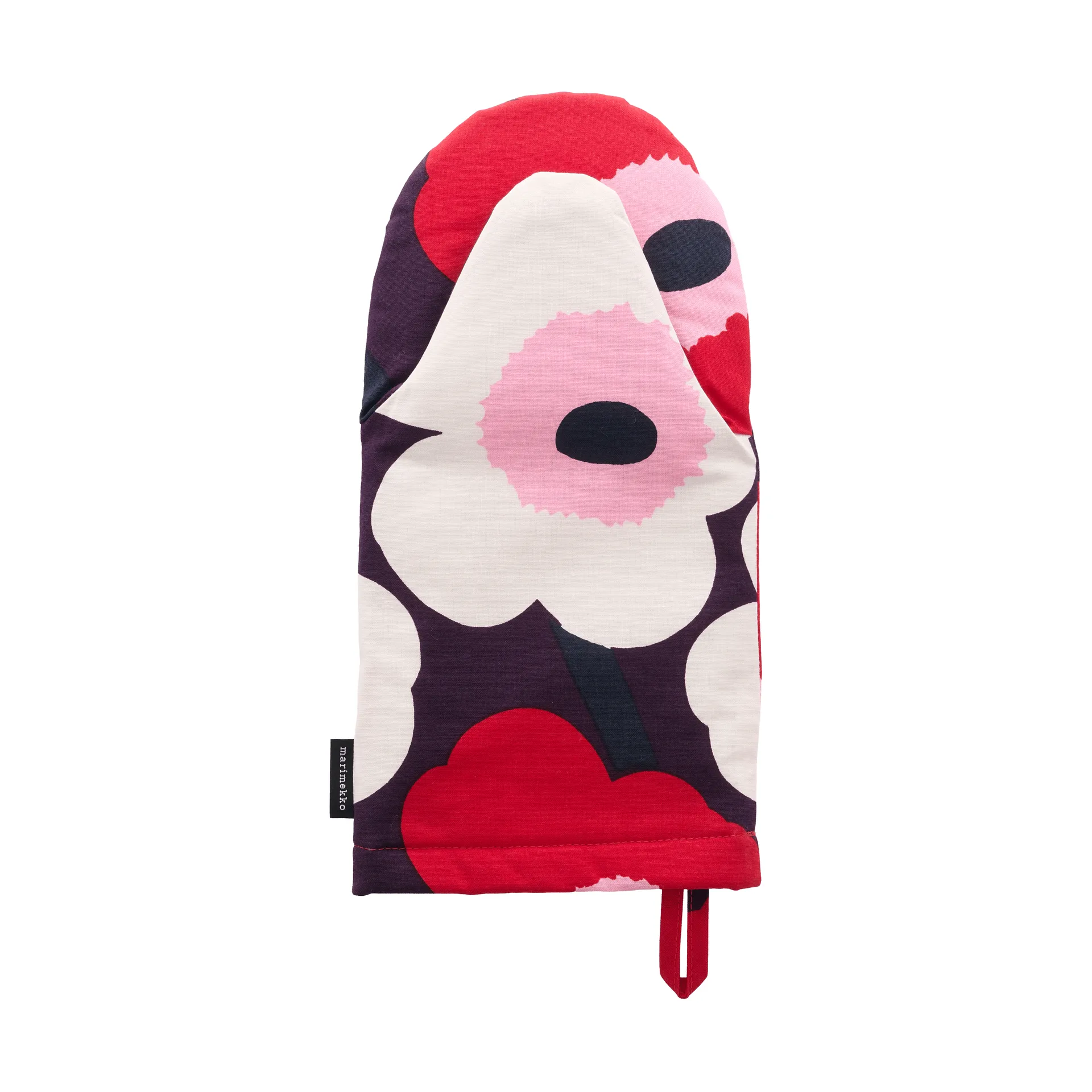 Manopla de cocina Pieni Unikko, Plum-cranberry-off white-rose Marimekko