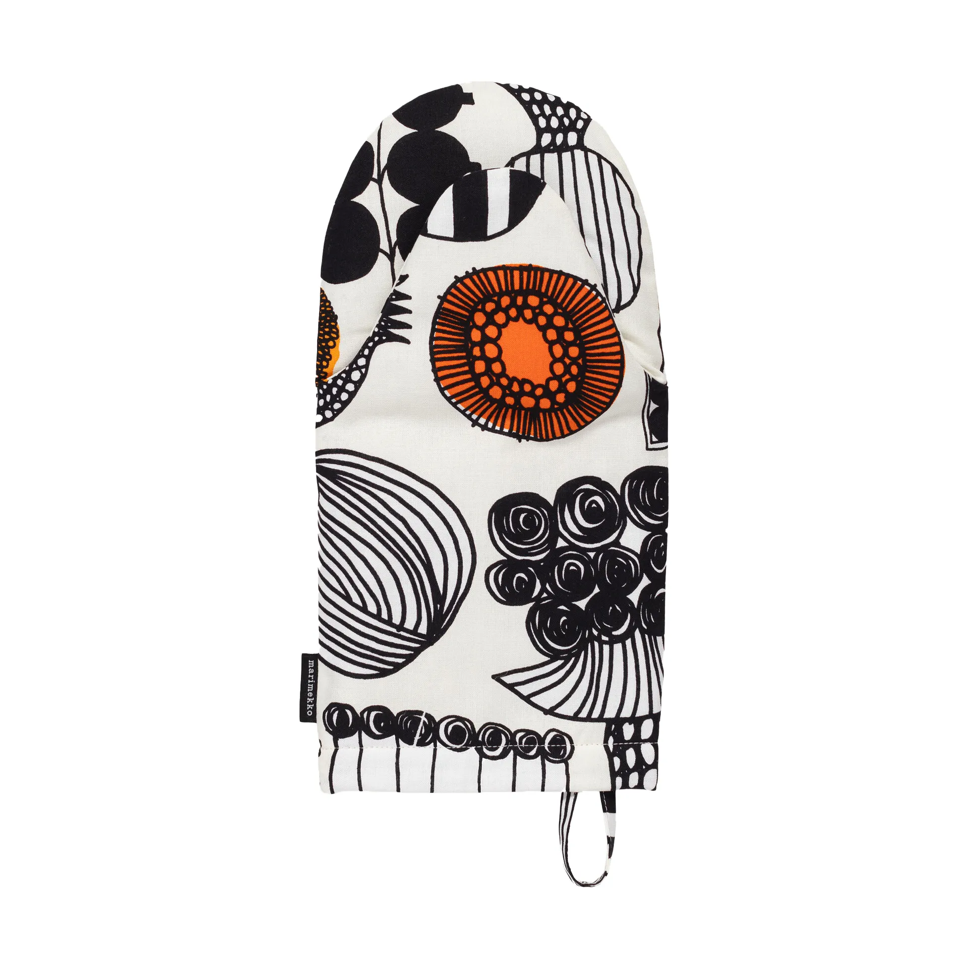 Manopla de horno Puutarhurin parhaat, White-black-orange Marimekko