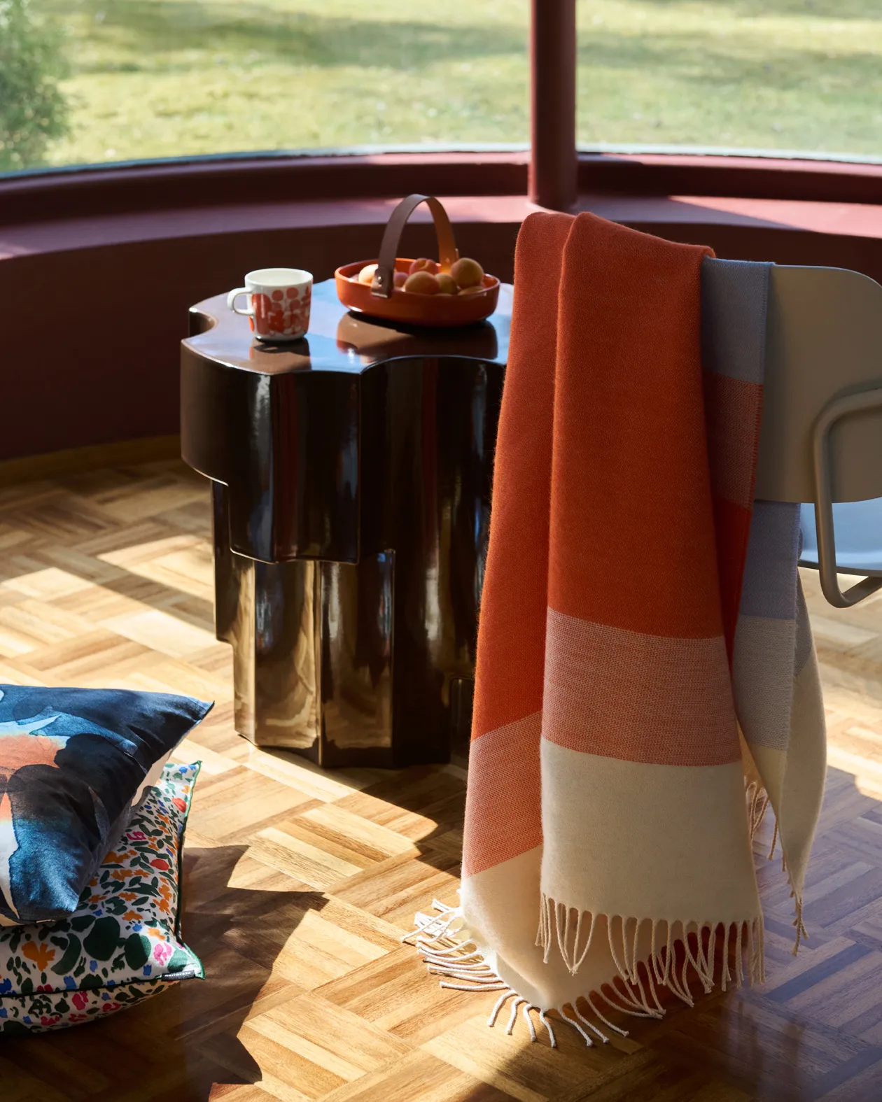 Manta Hennika 120x180 cm, Orange-white-Light blue Marimekko