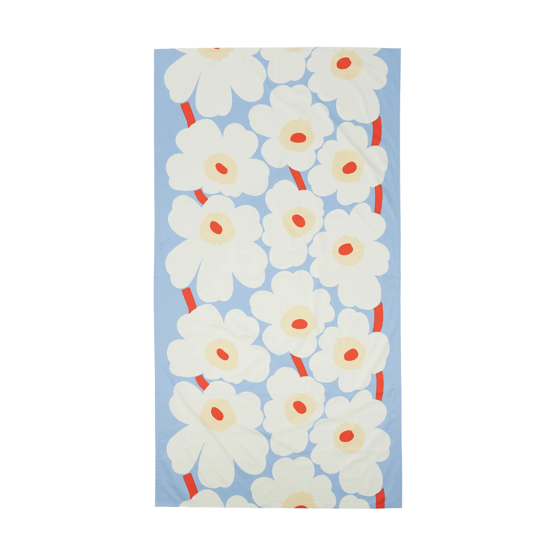 Mantel Unikko, Light blue-off white-melon-orange red, 135x250 cm Marimekko