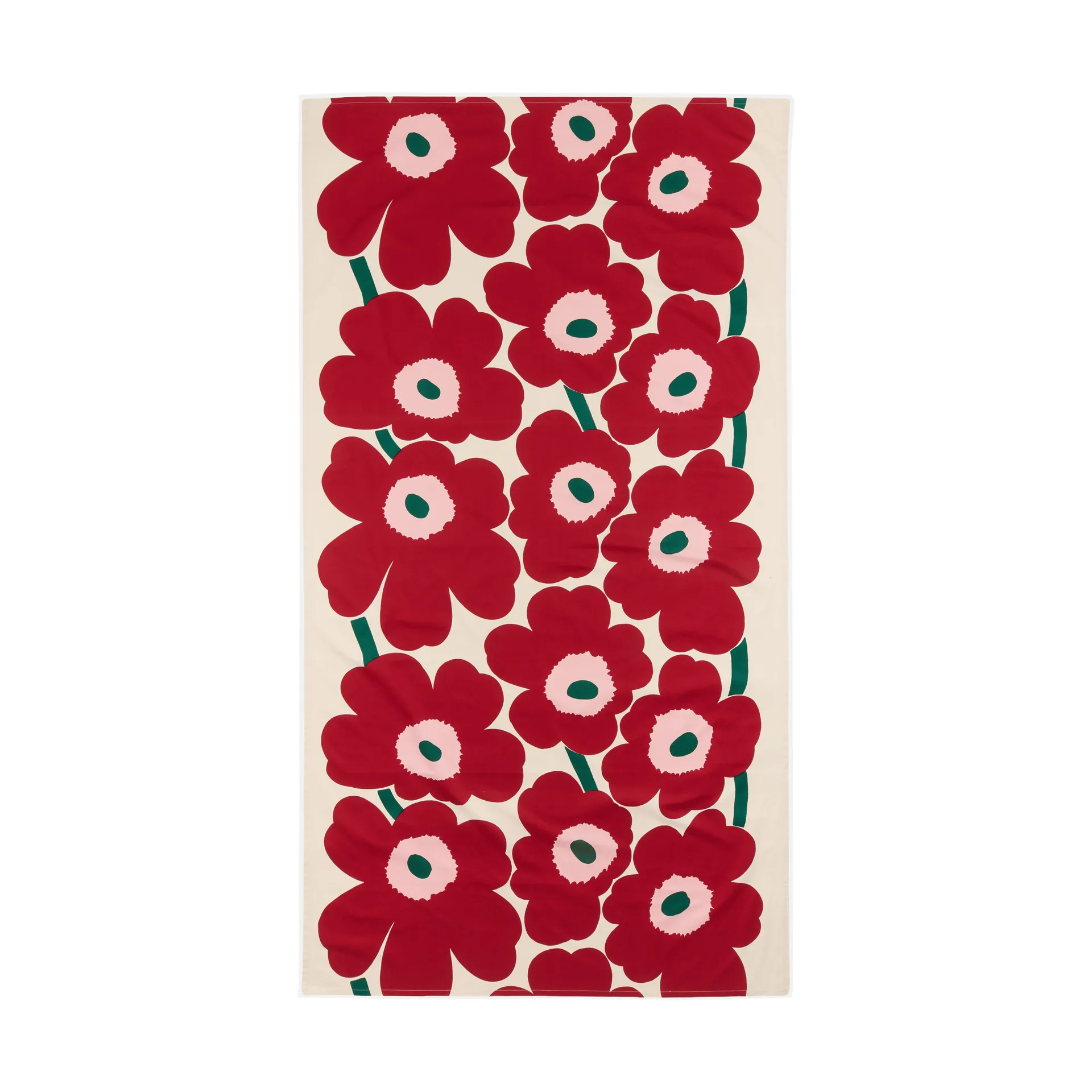 Mantel Unikko, Off white-cranberry-rose, 135x250 cm Marimekko