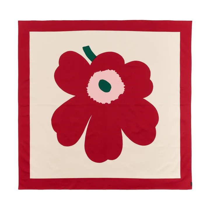 Mantel Unikko - Off white-cranberry-rose, 140x140 cm - Marimekko