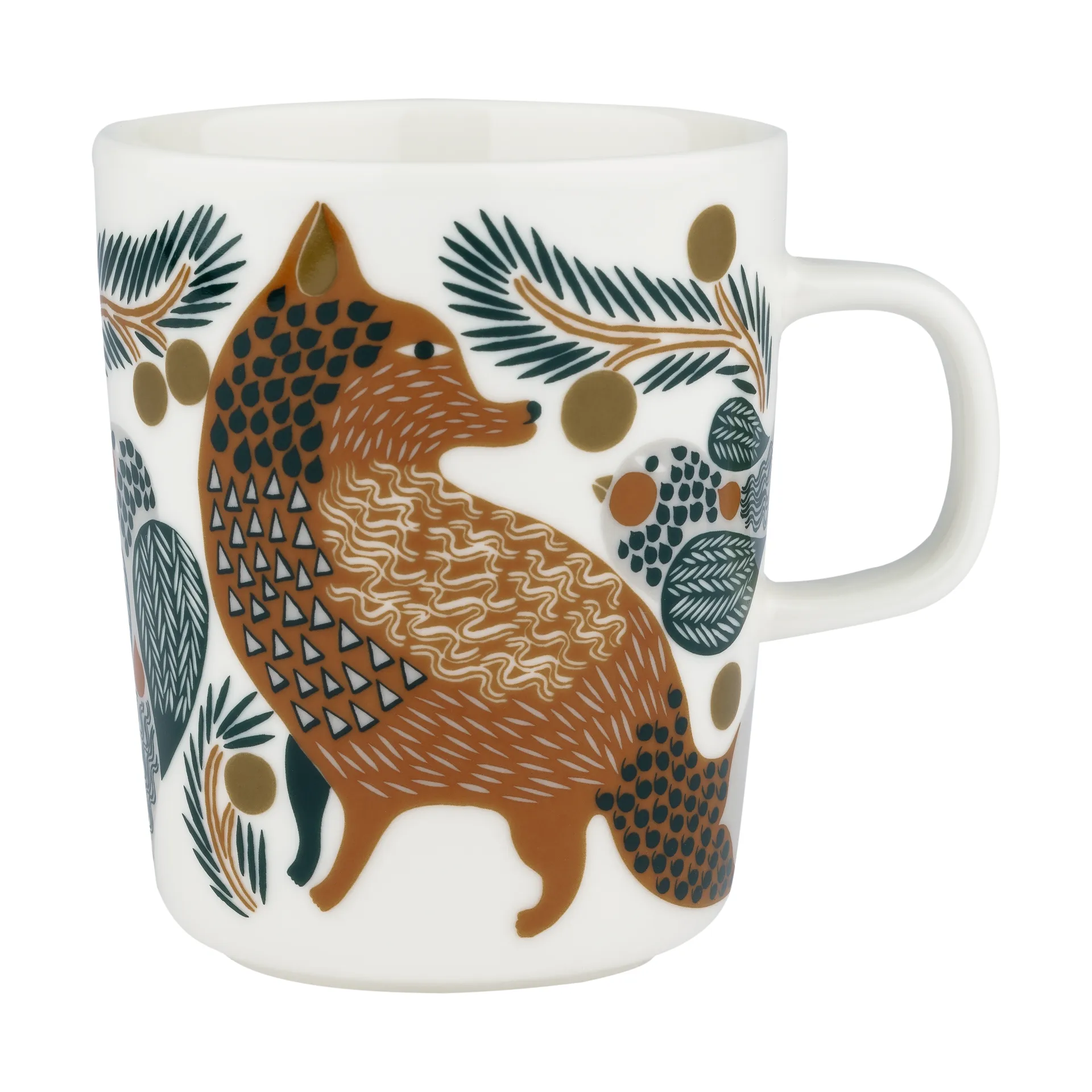 Mug Oiva Ketunmarja 25 cl, White-brown-dark green Marimekko