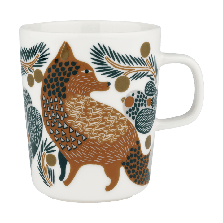 Mug Oiva Ketunmarja 25 cl - White-brown-dark green - Marimekko