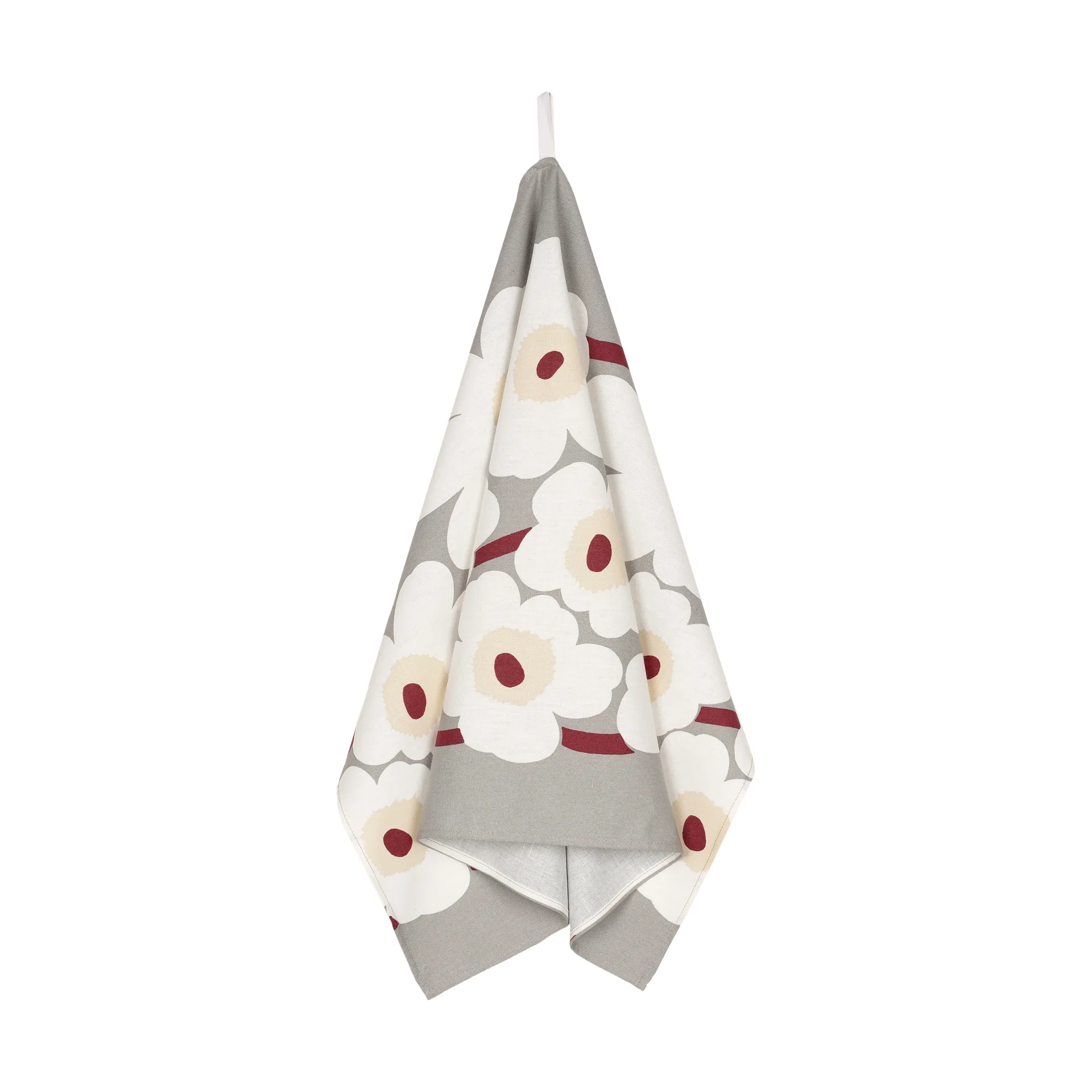 Paño de cocina Pieni Unikko algodón-lino 43x70 cm, L. grey-white-d. red-yellow Marimekko