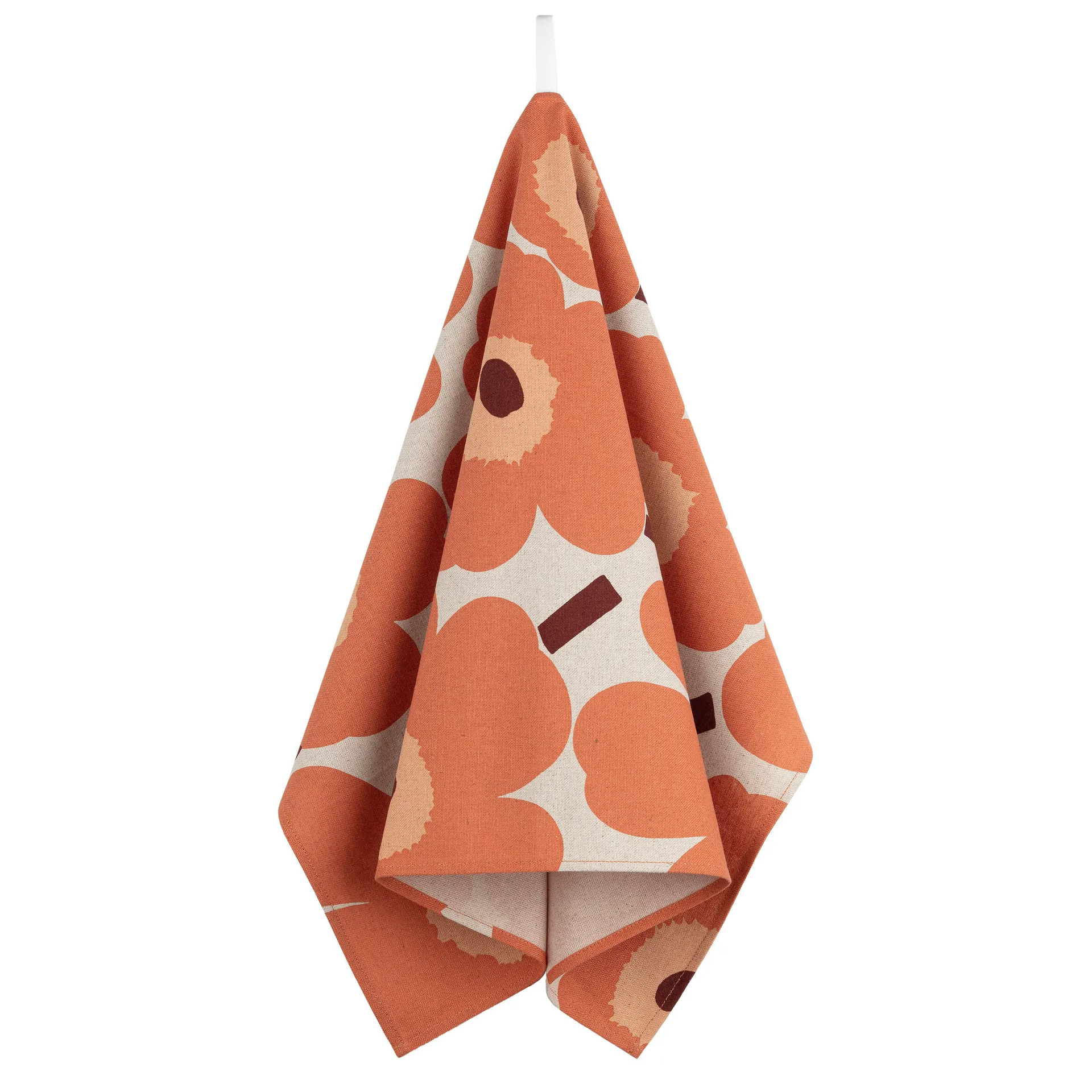 Paño de cocina Pieni Unikko algodón-lino 47x70 cm, Beige-naranja-marrón Marimekko