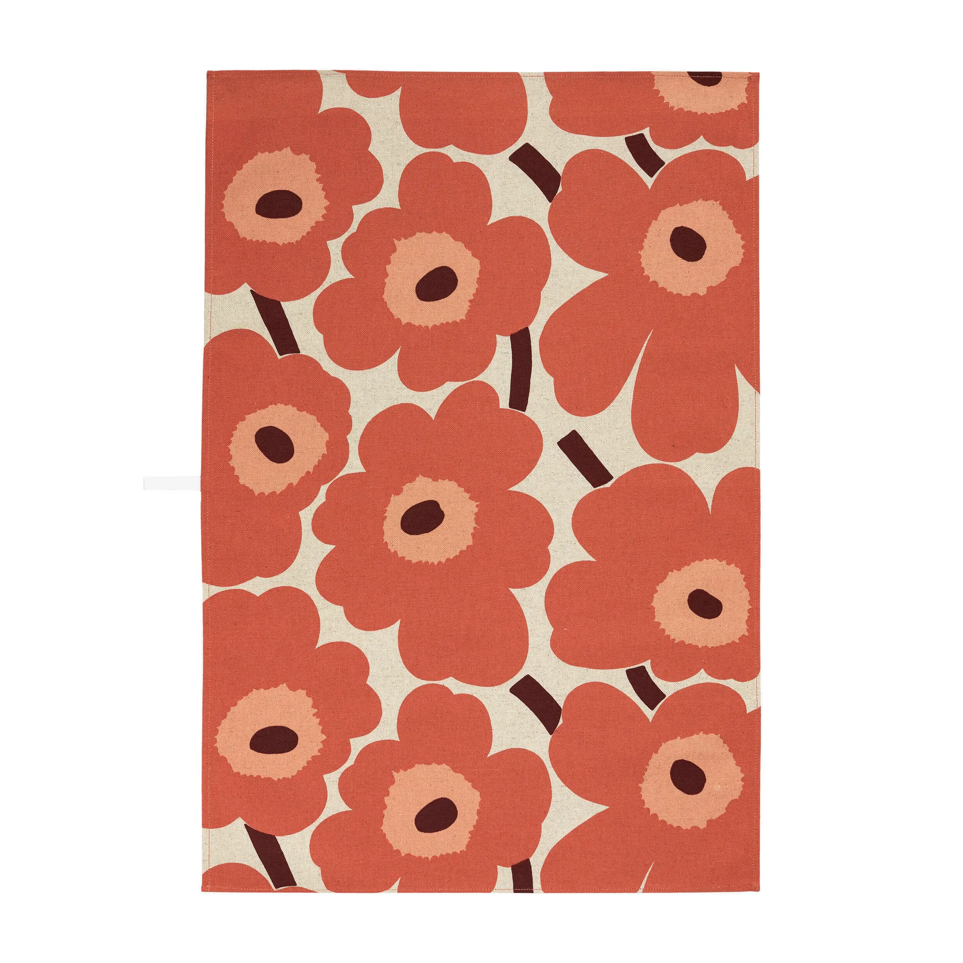 Paño de cocina Pieni Unikko algodón-lino 47x70 cm, Beige-naranja-marrón Marimekko