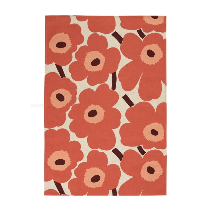 Paño de cocina Pieni Unikko algodón-lino 47x70 cm, Beige-naranja-marrón Marimekko