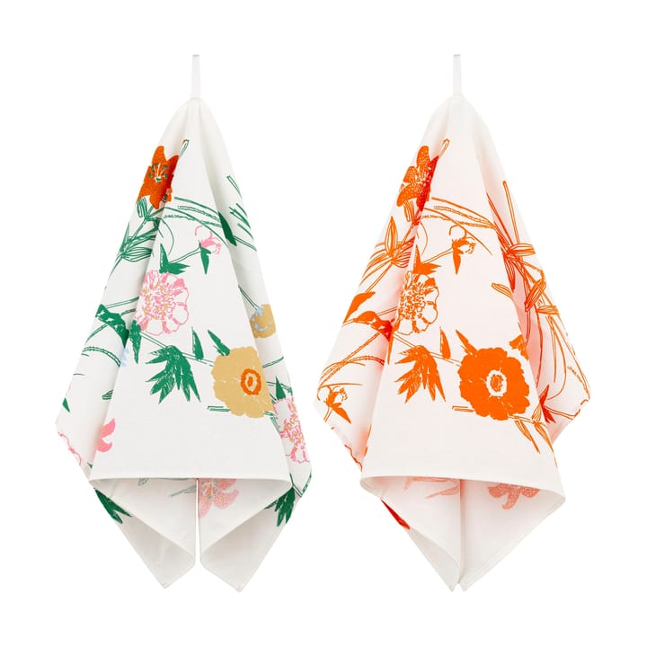 Paño de cocina Puutarhakutsut 2 partes - White-green-orange-beige - Marimekko