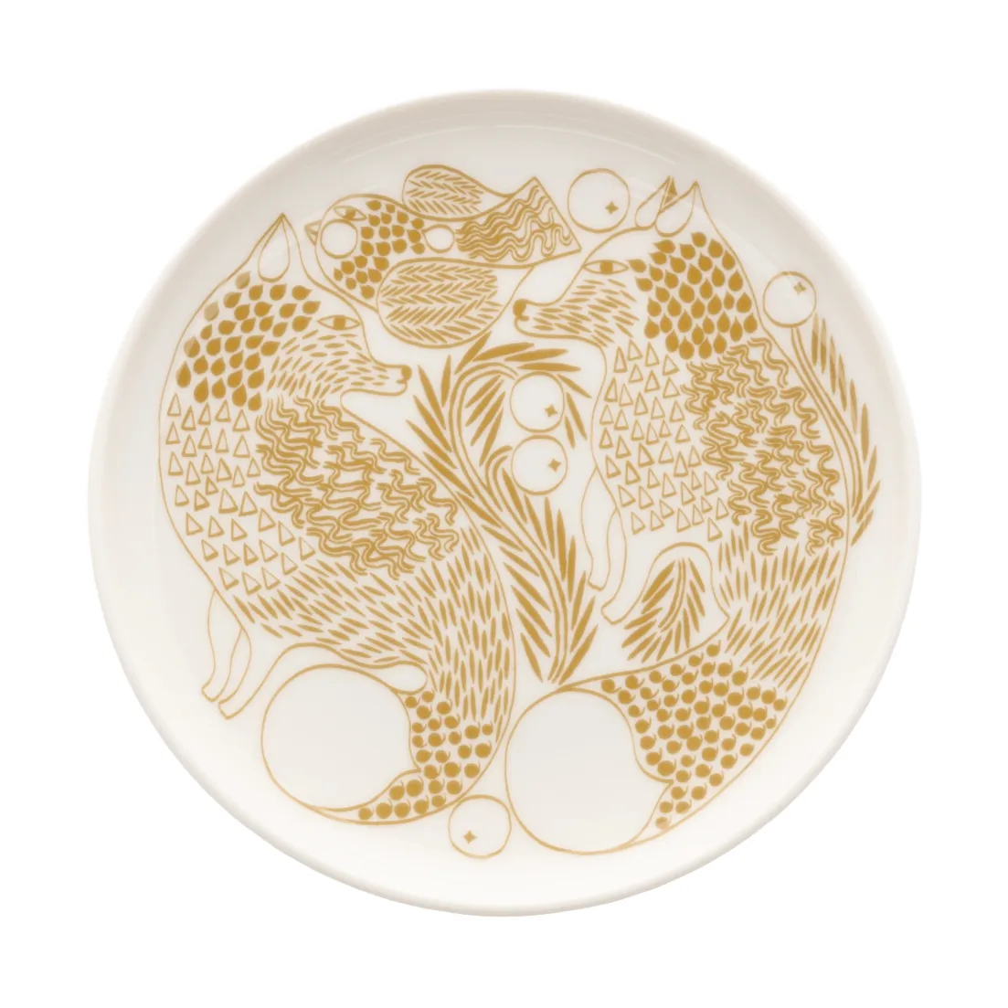 Piirto Ketunmarja plato de postre, White-bronze marrón, Ø13,5 cm Marimekko