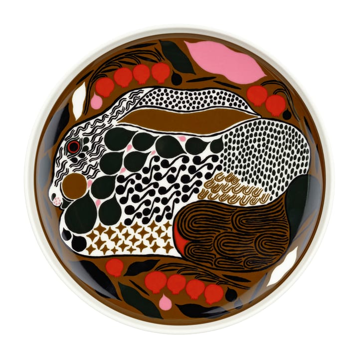 Platillo Rusakko Ø20 cm, blanco-marrón-verde-rojo Marimekko