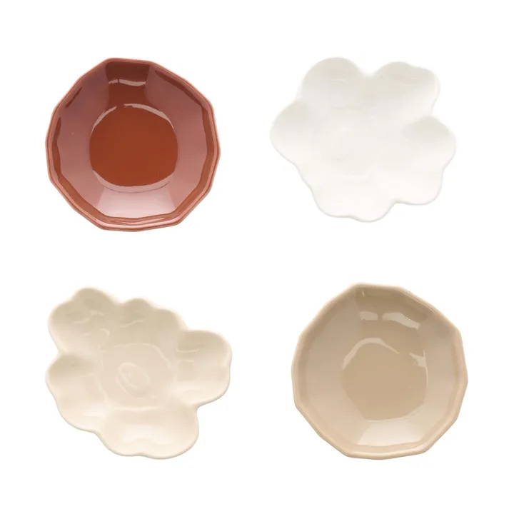 Plato forma Unikko & Kivet, juego de 4 piezas - Beige-castaño-blanco-marrón claro - Marimekko