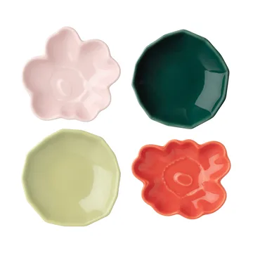 Plato forma Unikko & Kivet, juego de 4 piezas - Rosa-pear-rojo-verde oscuro - Marimekko