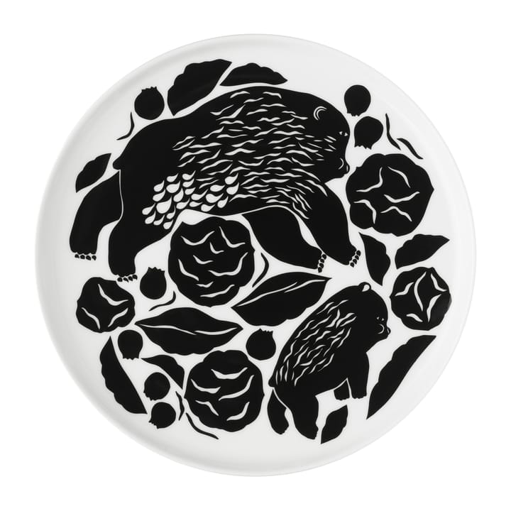 Plato Karhuemo Ø20 cm, blanco-verde oscuro Marimekko