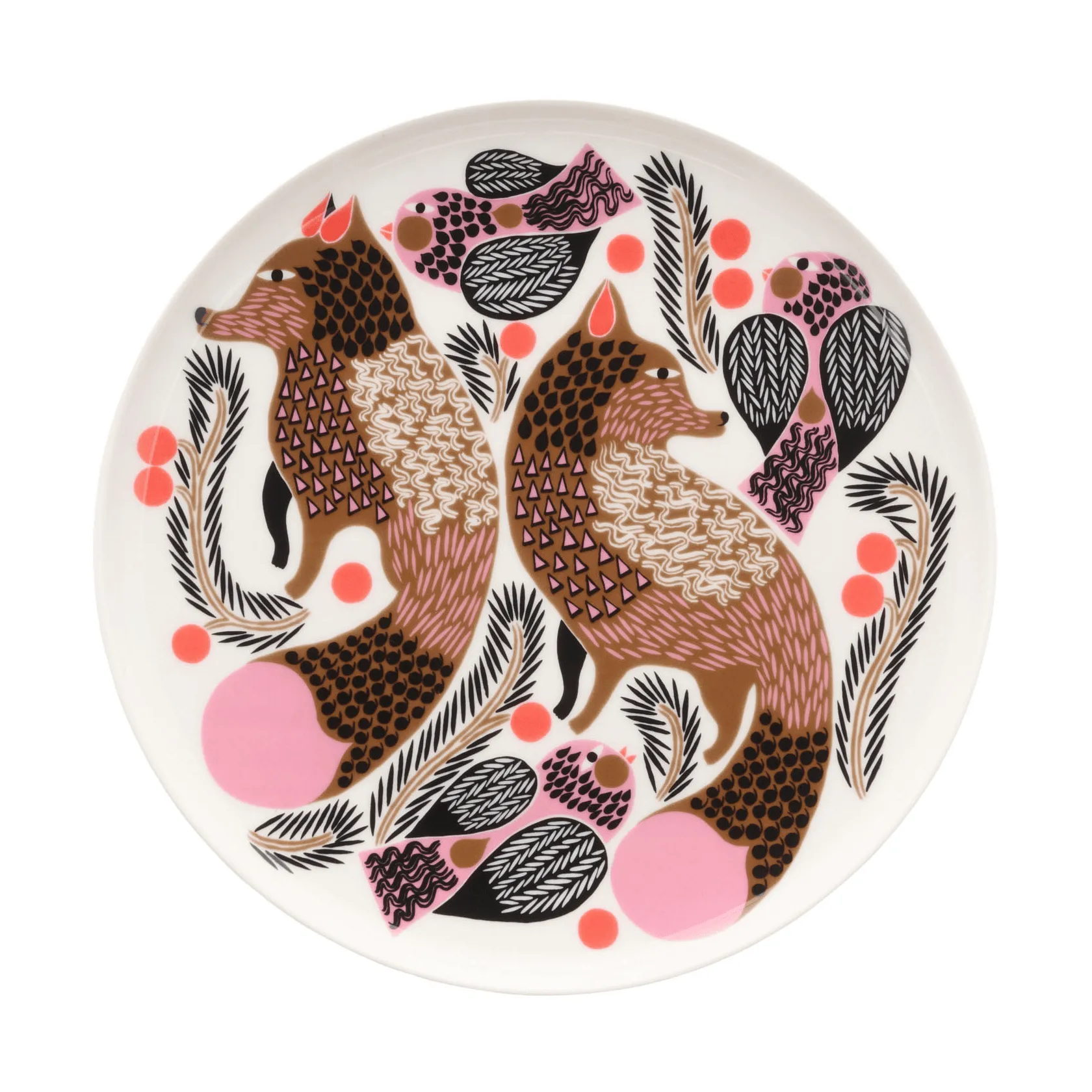 Plato Oiva Ketunmarja Ø20 cm, White-bronze-pink-petrol Marimekko