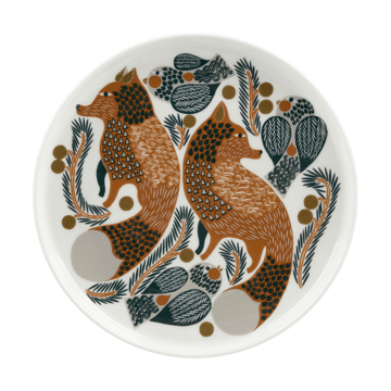 Plato Oiva Ketunmarja Ø20 cm - White-brown-dark green - Marimekko