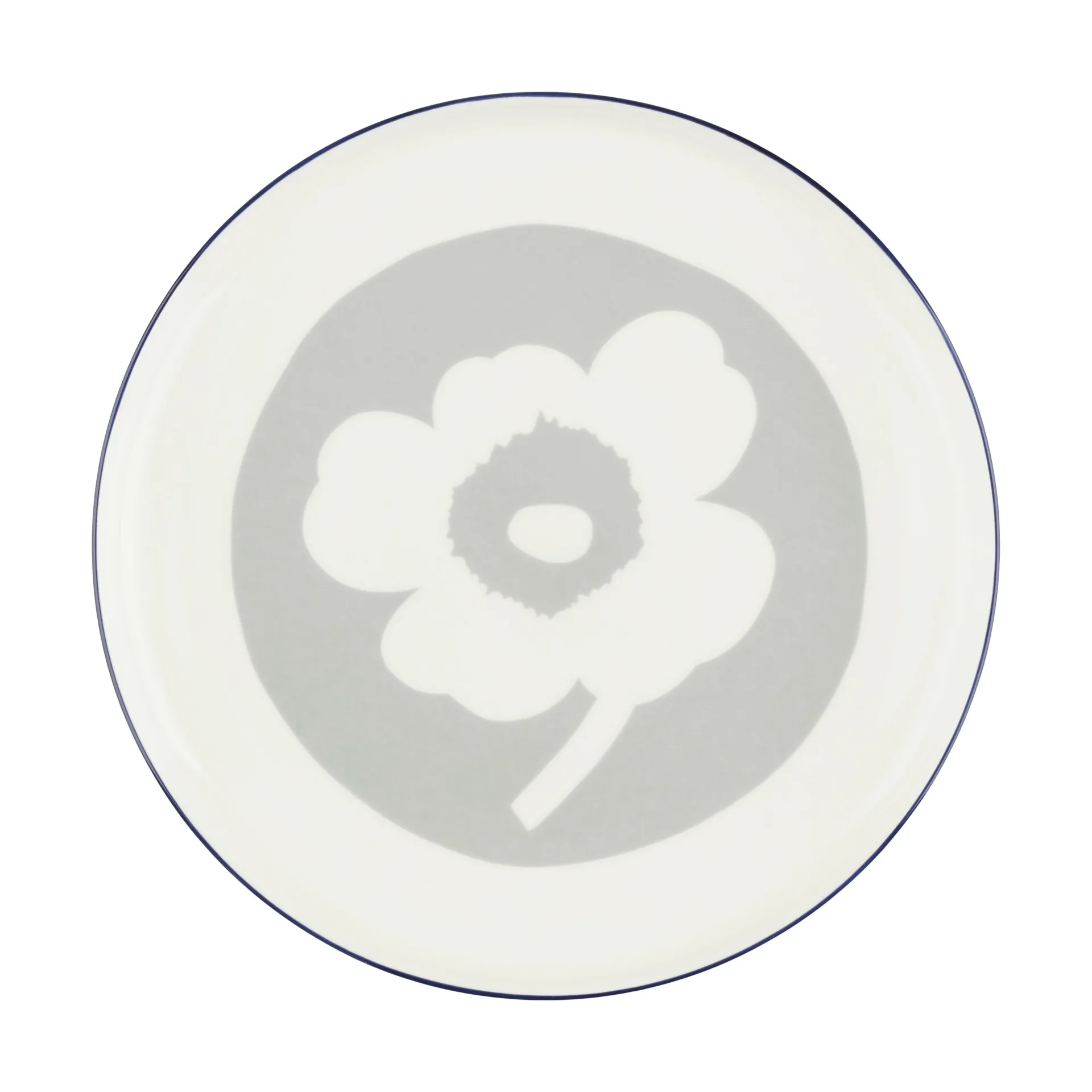 Plato Oiva Unikko Ø25 cm, White-light grey-cobalt Marimekko