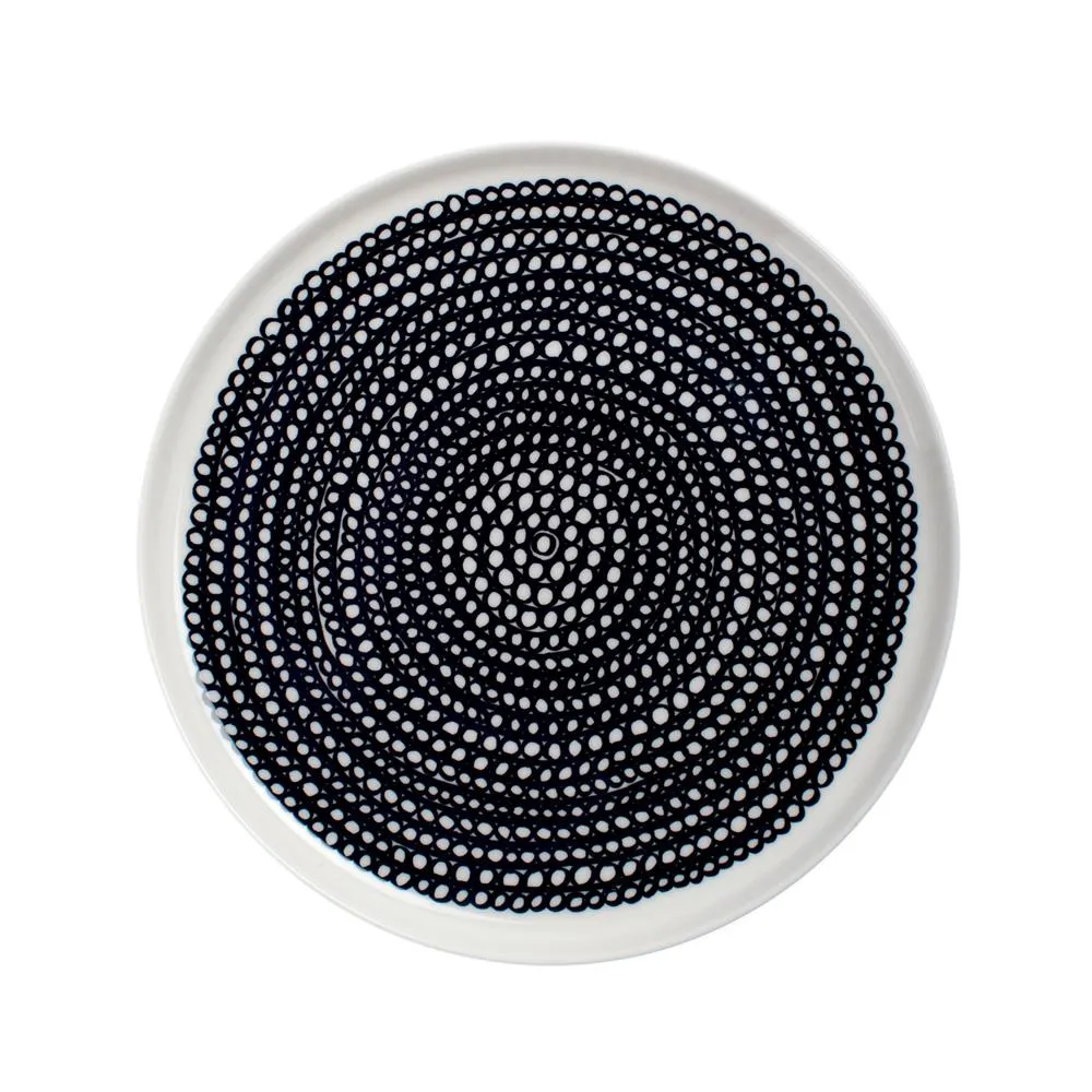Plato Räsymatto Ø20 cm, negro-blanco (puntos pequeños) Marimekko