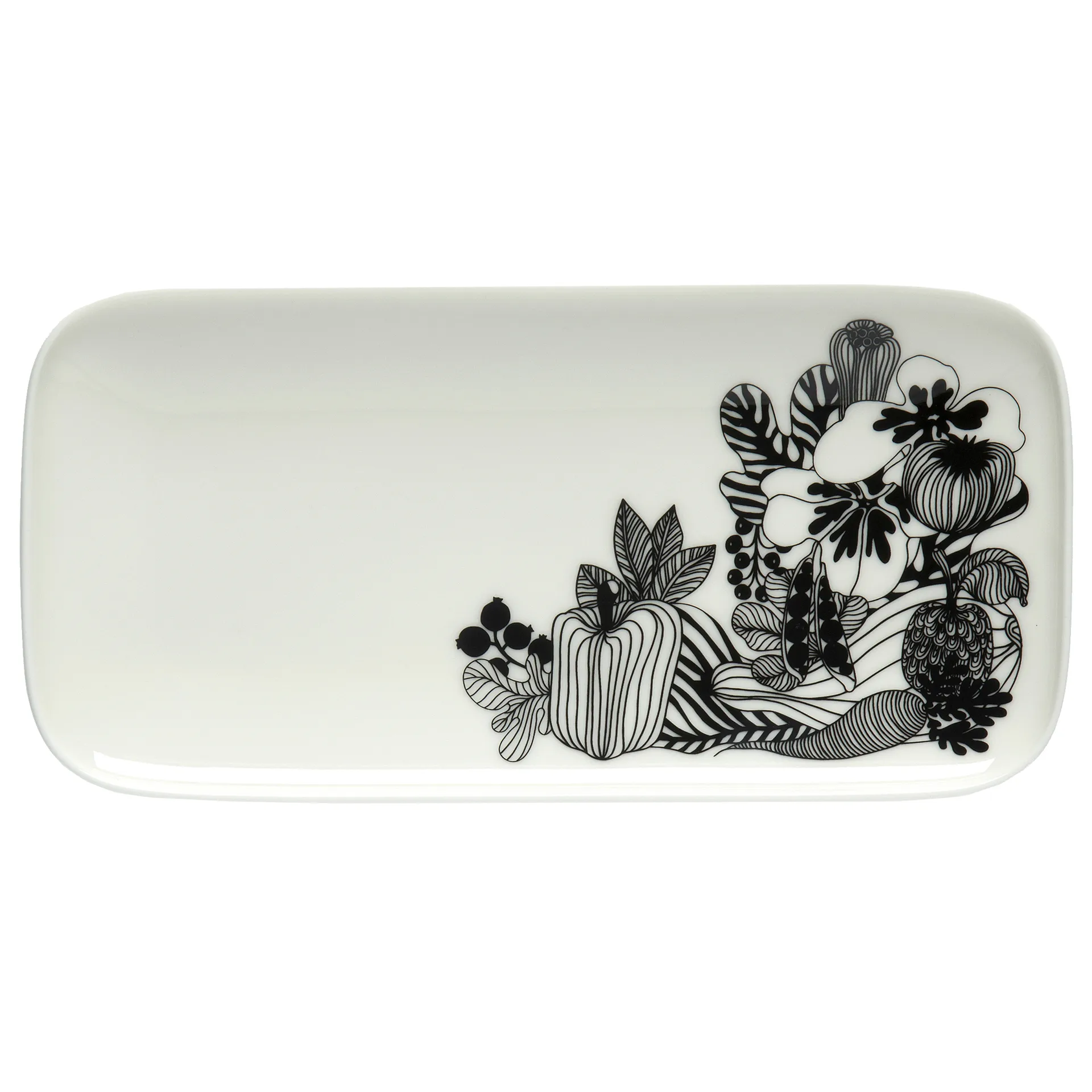 Plato Siirtolapuutarha 24,5x12 cm, negro-blanco Marimekko