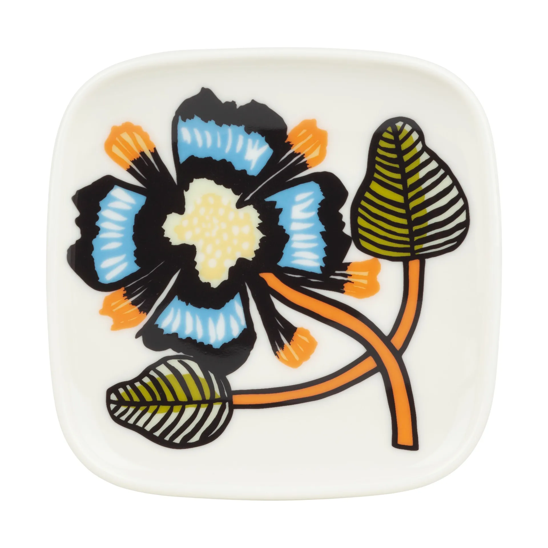 Plato Tiara 10x10 cm, White-warm orange-green Marimekko
