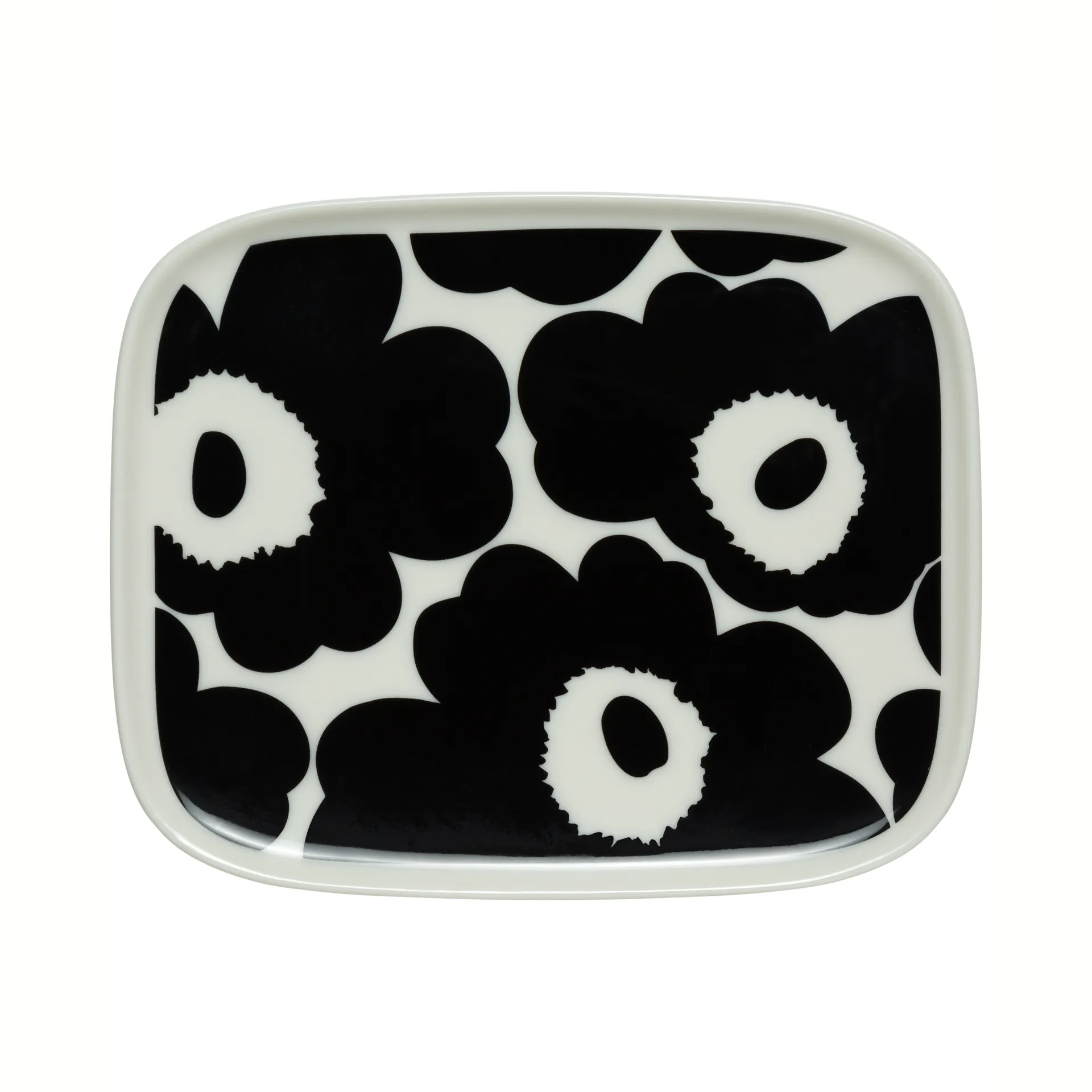 Plato Unikko 12x15 cm, negro-blanco Marimekko