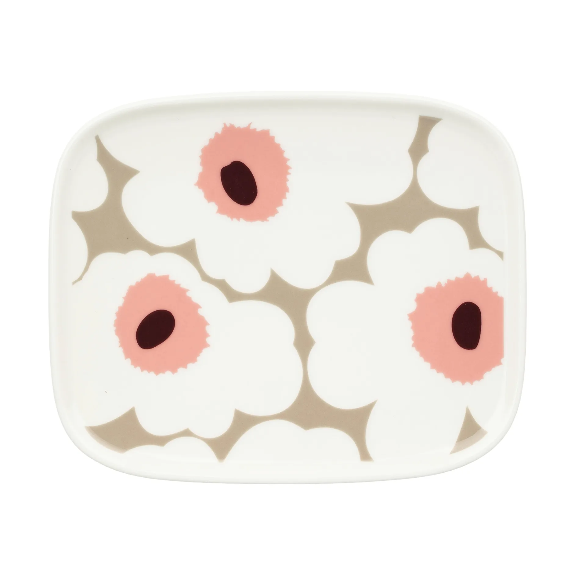 Plato Unikko 12x15 cm, White-clay-powder-dark wine Marimekko