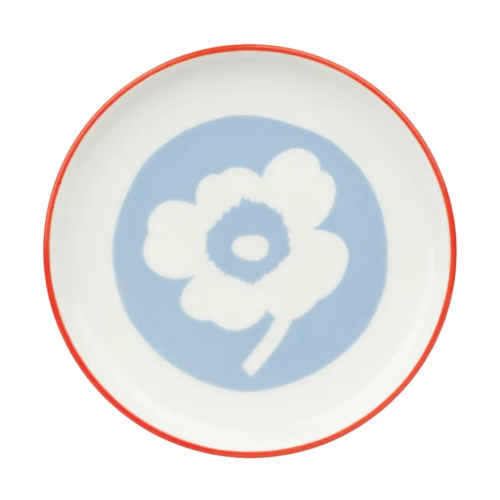 Plato Unikko Ø13,5 cm - White-light blue-orange red - Marimekko