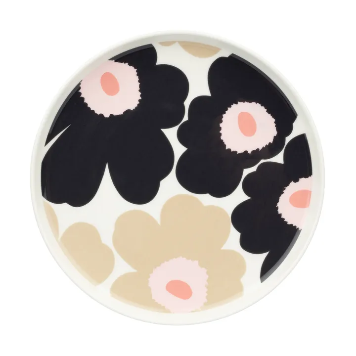 Plato Unikko Ø20 cm - Off white-charcoal-sand-pink - Marimekko