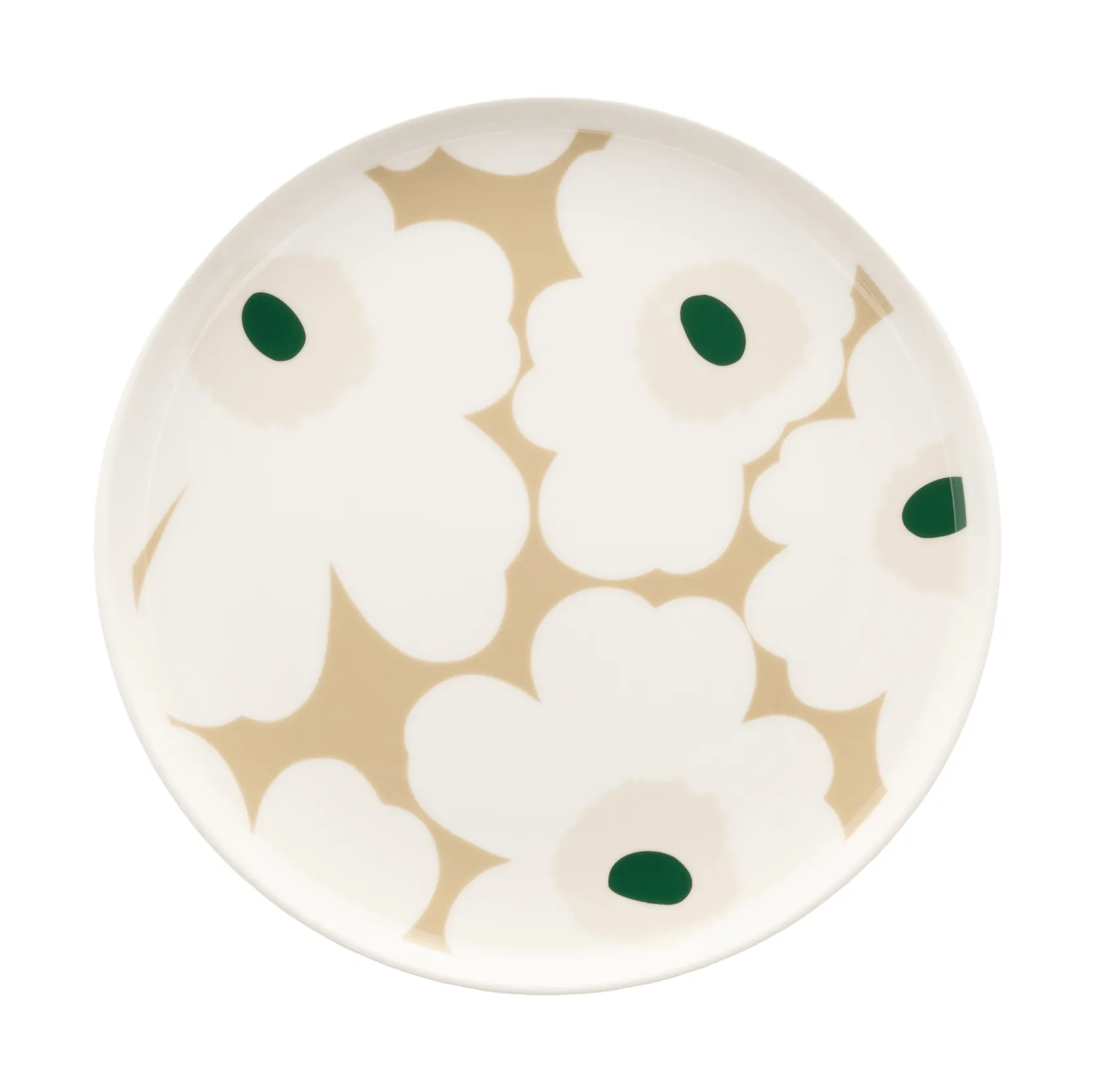 Plato Unikko Ø20 cm, White-beige-light sand-dark green Marimekko