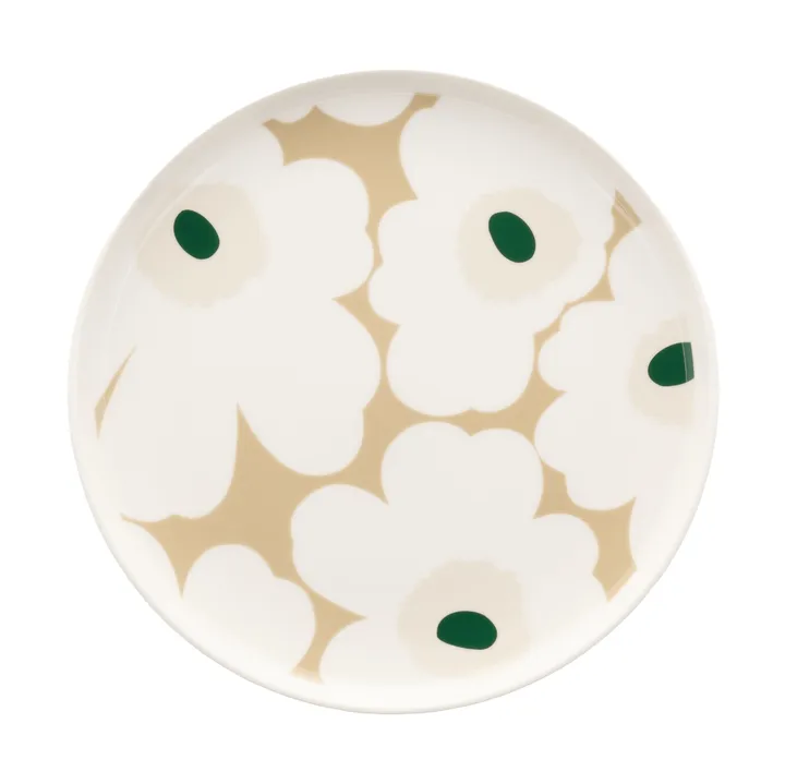 Plato Unikko Ø20 cm - White-beige-light sand-dark green - Marimekko