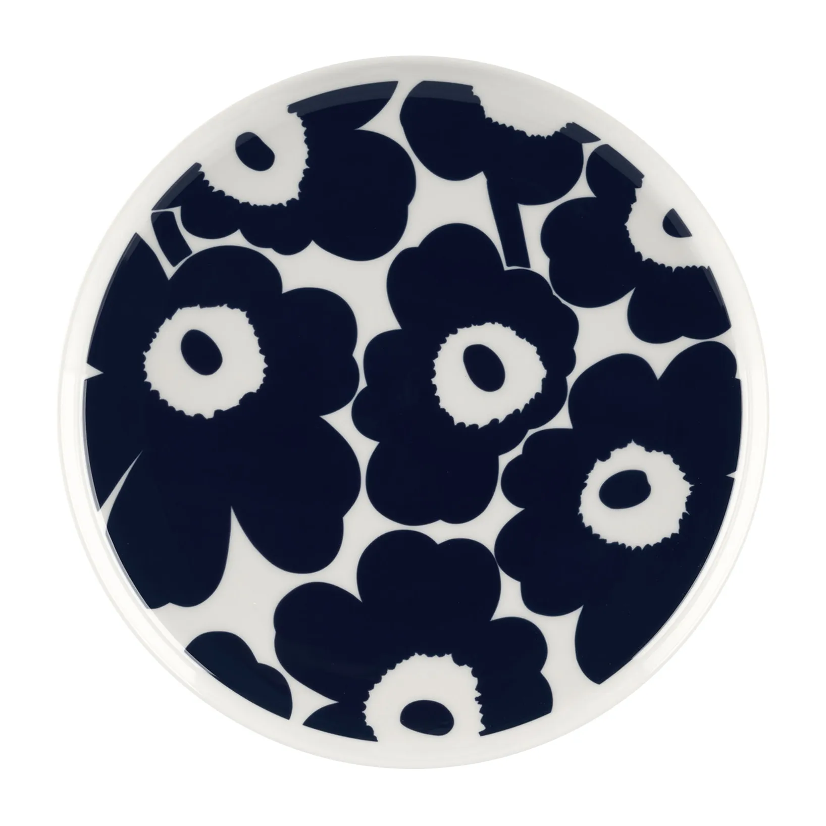 Plato Unikko Ø25 cm, Blanco-azul oscuro Marimekko