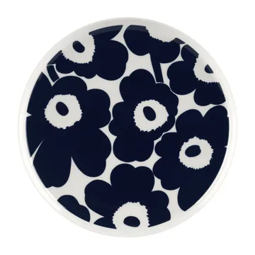 Plato Unikko Ø25 cm - Blanco-azul oscuro - Marimekko