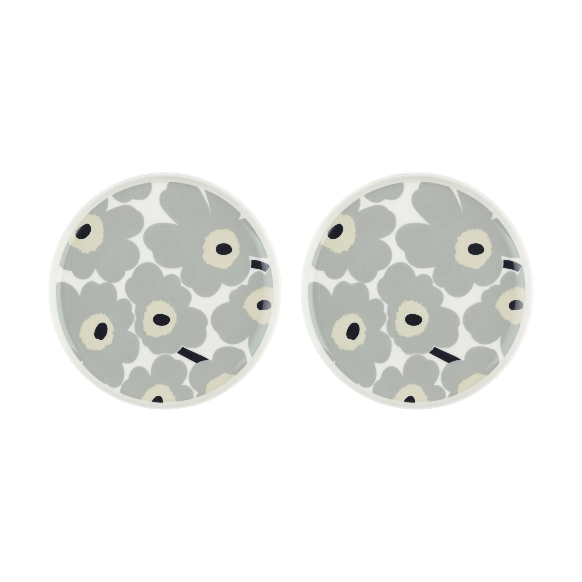 Plato Unikko Ø25 cm pack de 2, White-light grey-sand-dark blue Marimekko