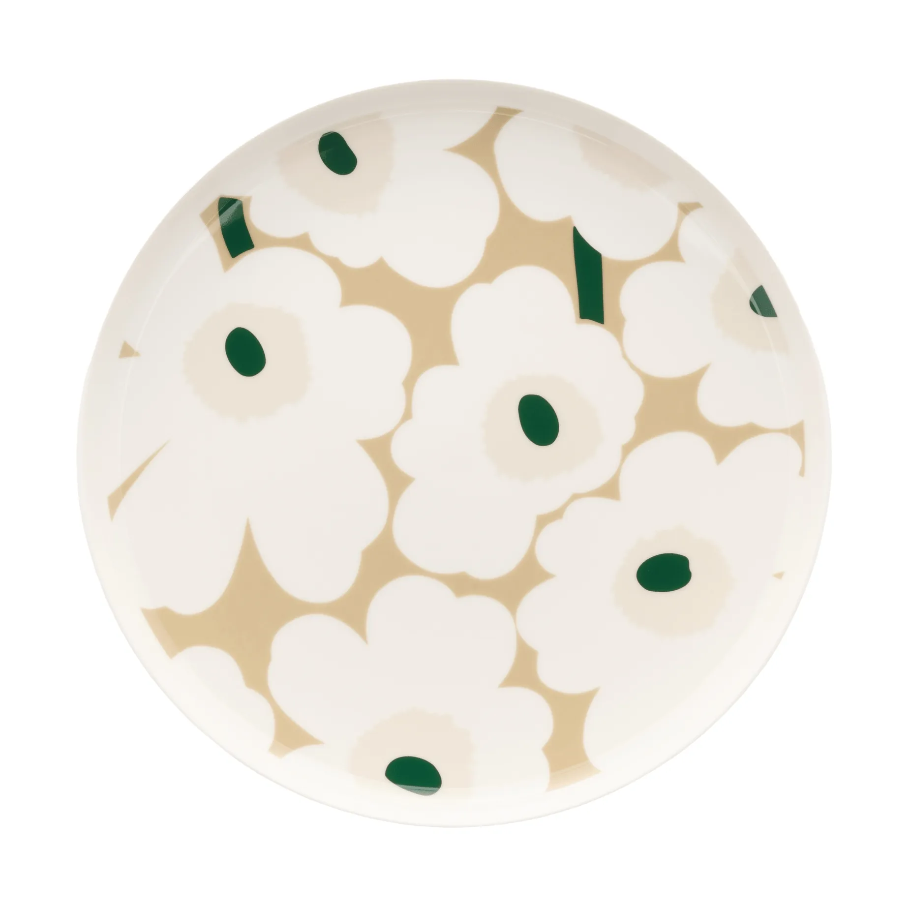 Plato Unikko Ø25 cm, White-beige-light sand-dark green Marimekko