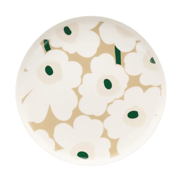Plato Unikko Ø25 cm - White-beige-light sand-dark green - Marimekko