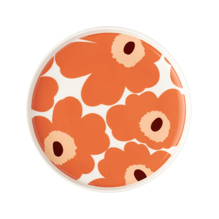 Plato Unikko blanco-naranja-marrón oscuro - Ø20 cm - Marimekko