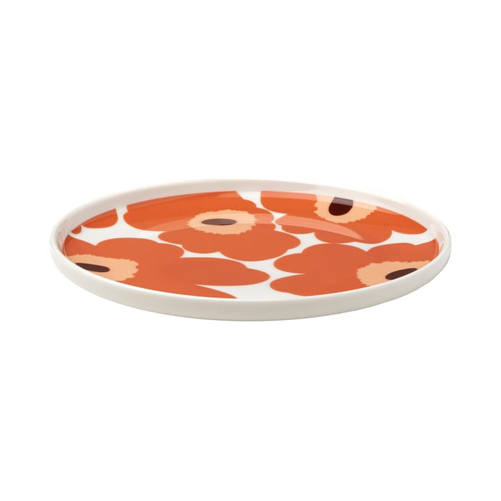 Plato Unikko blanco-naranja-marrón oscuro - Ø20 cm - Marimekko