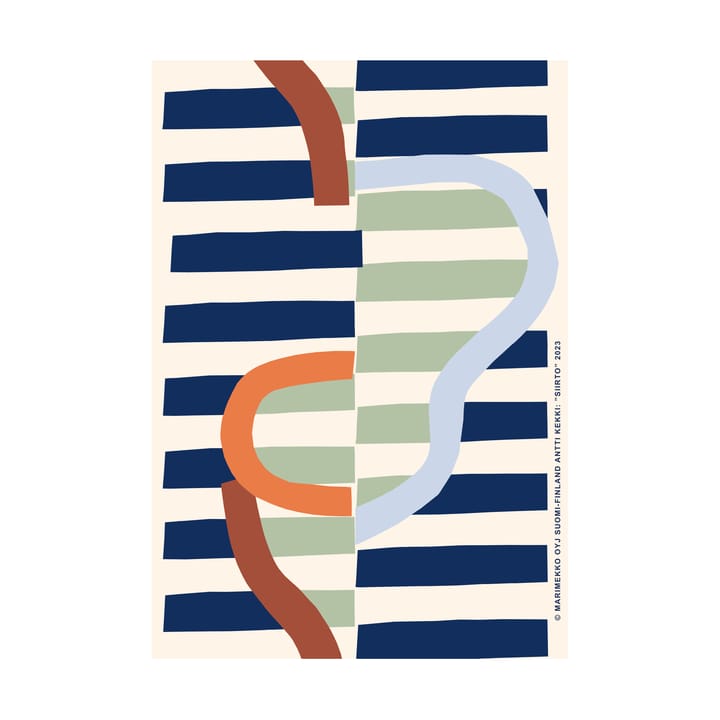 Póster Siirto 50x70 cm, Powder-dk.blue-lt.blue-coral Marimekko