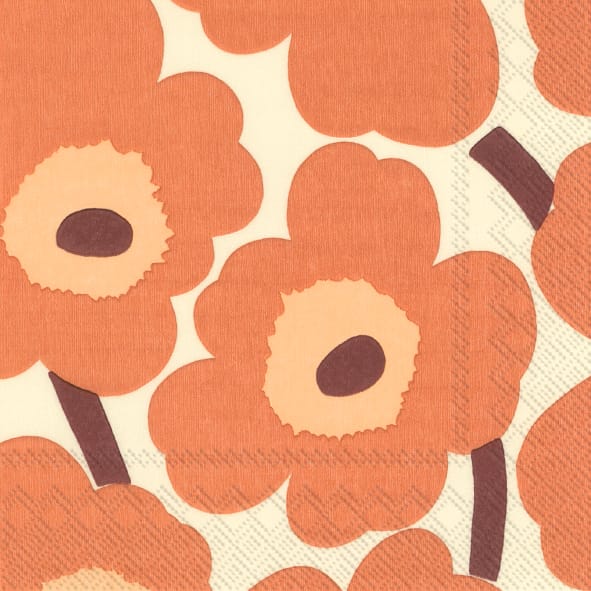 Servilleta Unniko 33x33 cm, set de 20 - Cream-Terracotta - Marimekko