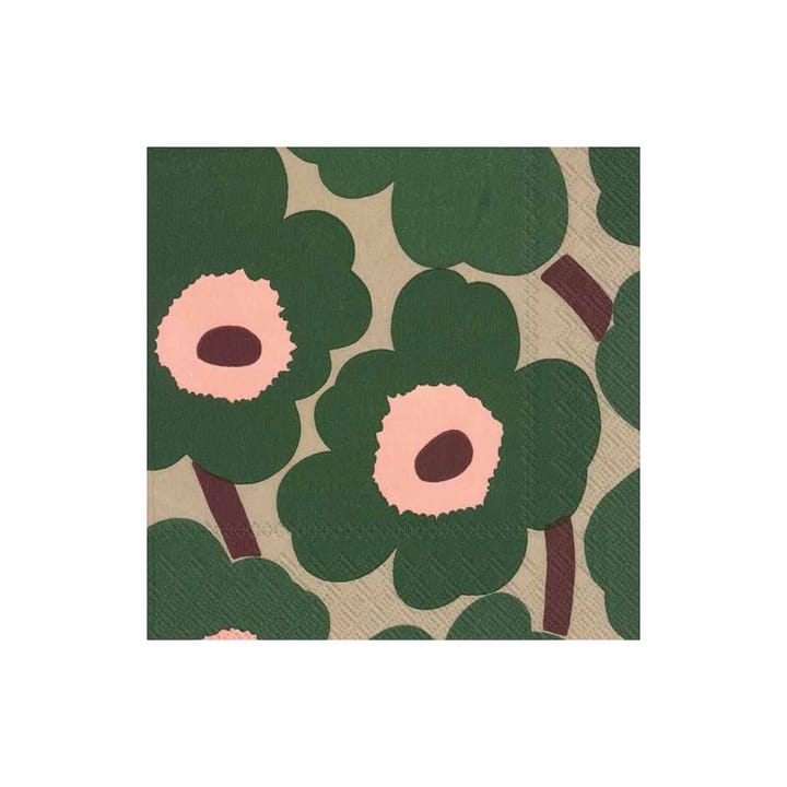 Servilleta Unniko 33x33 cm, set de 20 - verde-rosa - Marimekko