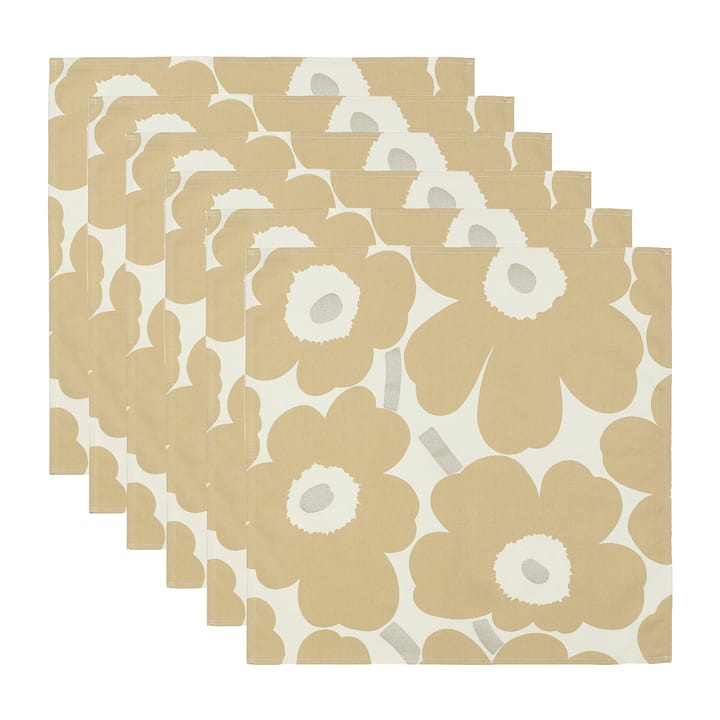 Servilletas Pieni Unikko 43x43 cm 6 unidades - Beige-plateado-blanco - Marimekko