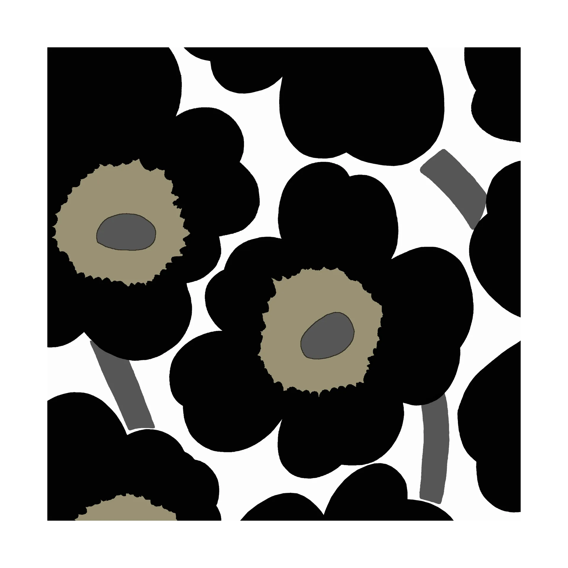 Servilletas Unniko 33x33 cm, 20-pack, Black-White Marimekko