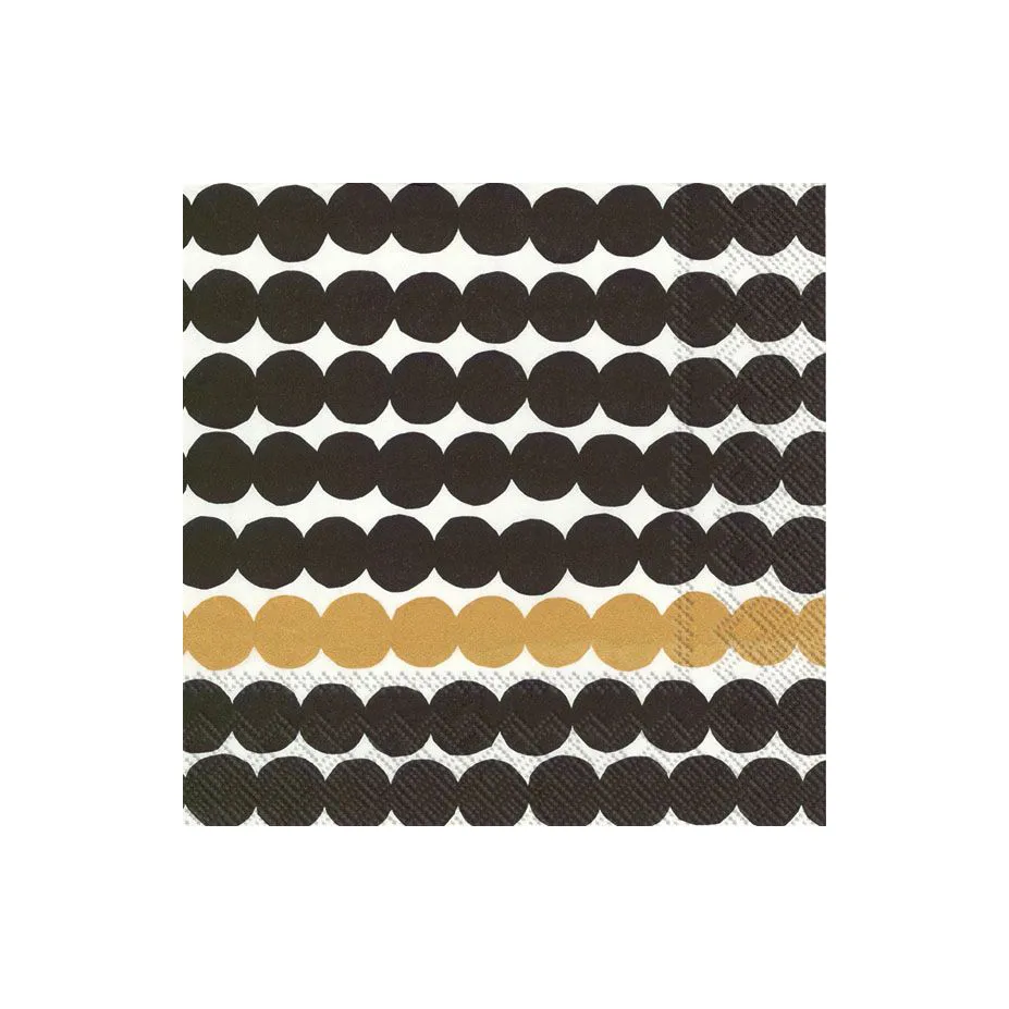 Servilletas Unniko 33x33 cm, 20-pack, Negro-oro Marimekko