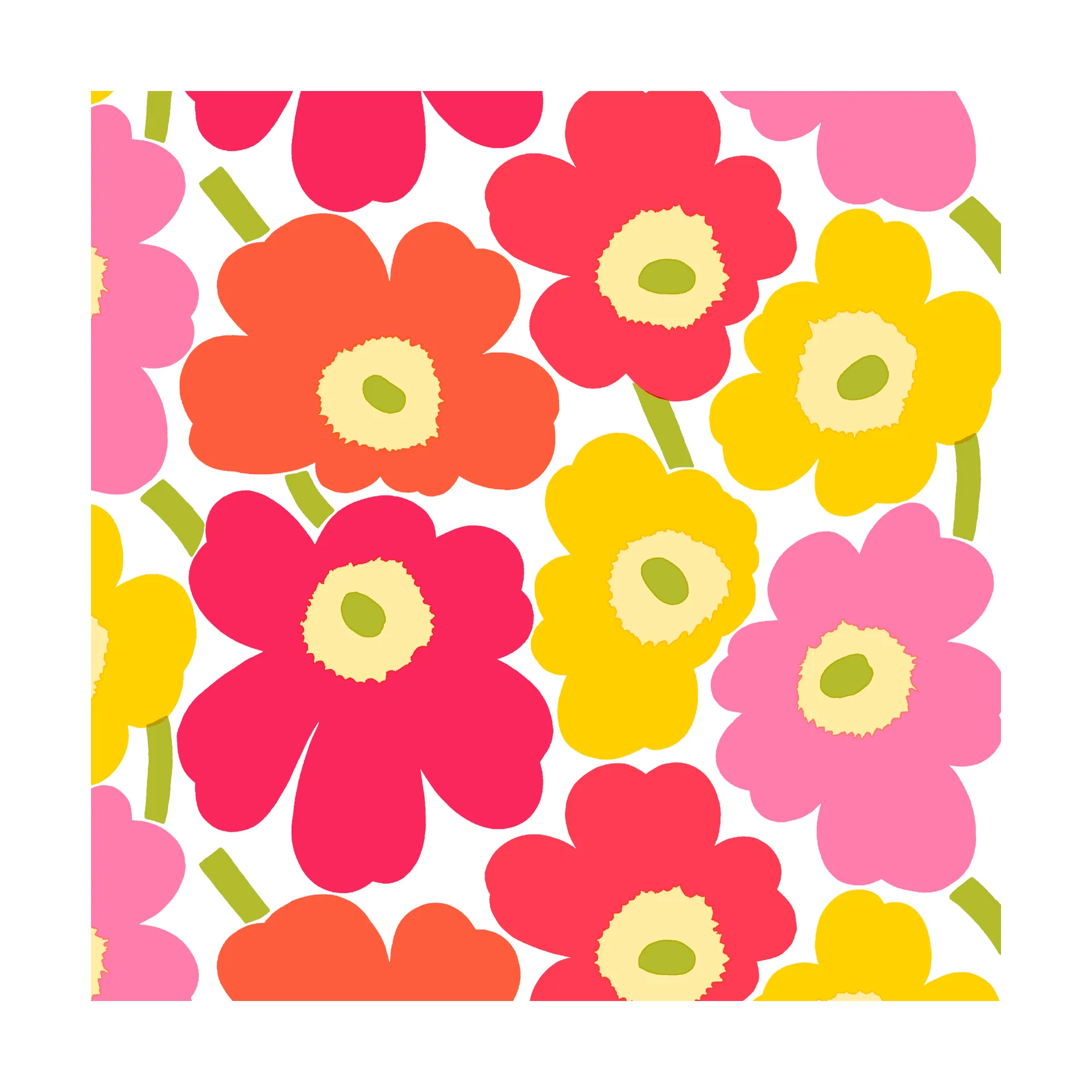 Servilletas Unniko 33x33 cm, 20-pack, Pink-yellow Marimekko