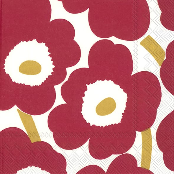 Servilletas Unniko 33x33 cm, 20-pack - Red-Gold - Marimekko